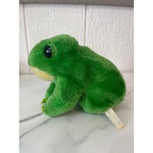 VINTAGE Eden Toys Inc Green Plush Frog‎ Stuffed Animal Toy Made in Korea